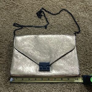 Loeffler Randall gold metallic crossbody clutch
